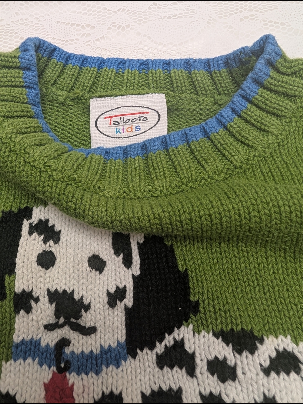 Talbots Green Puppy Knit Sweater